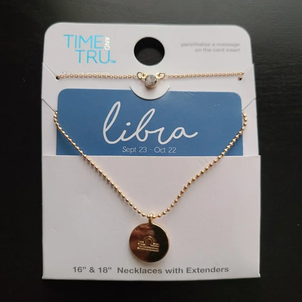 Libra Zodiac Pendant and crystal pendant Necklace 2 piece NEW style gift